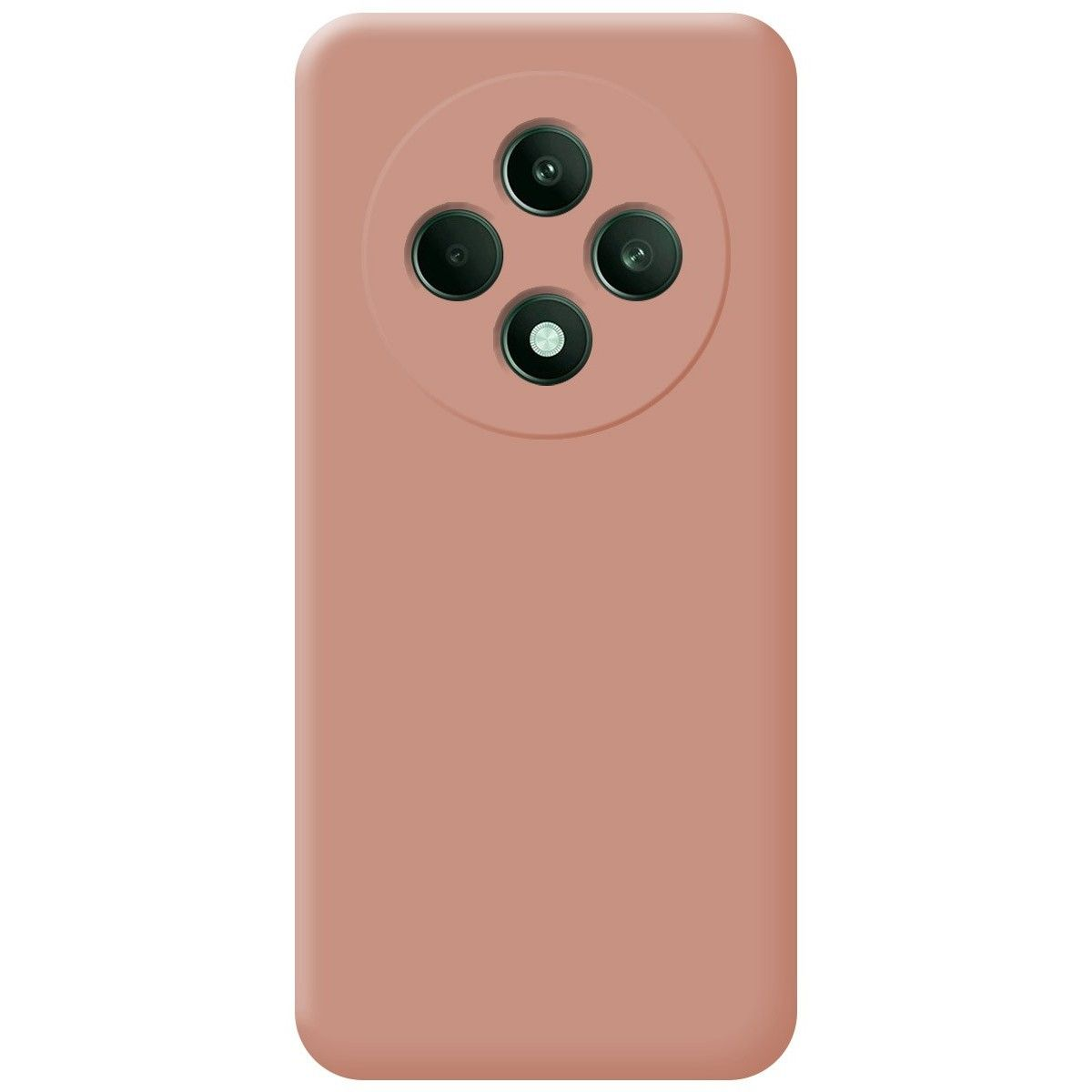 Una custodia per smartphone con sfondo rosa e tre lenti.