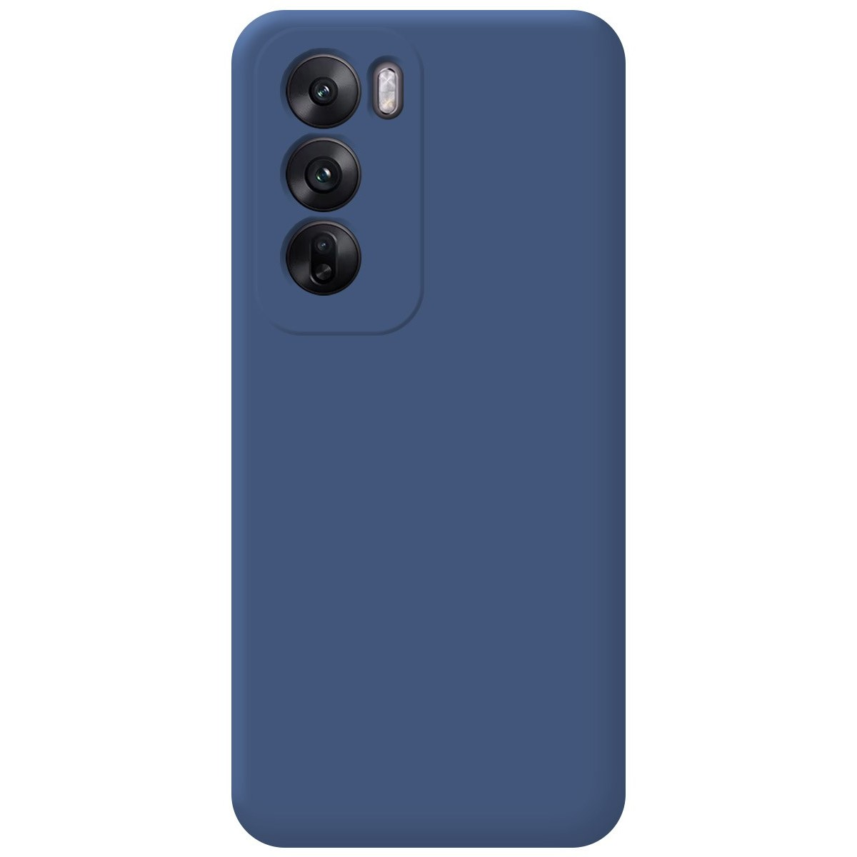 Una custodia blu navy con obiettivo della fotocamera.