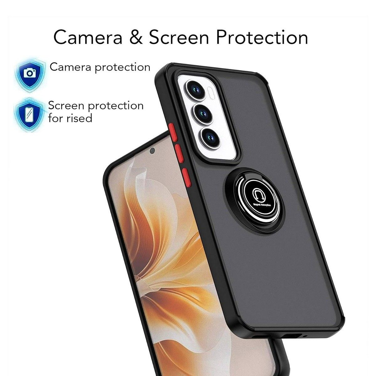 Custodia con anello e protezione fotocamera.