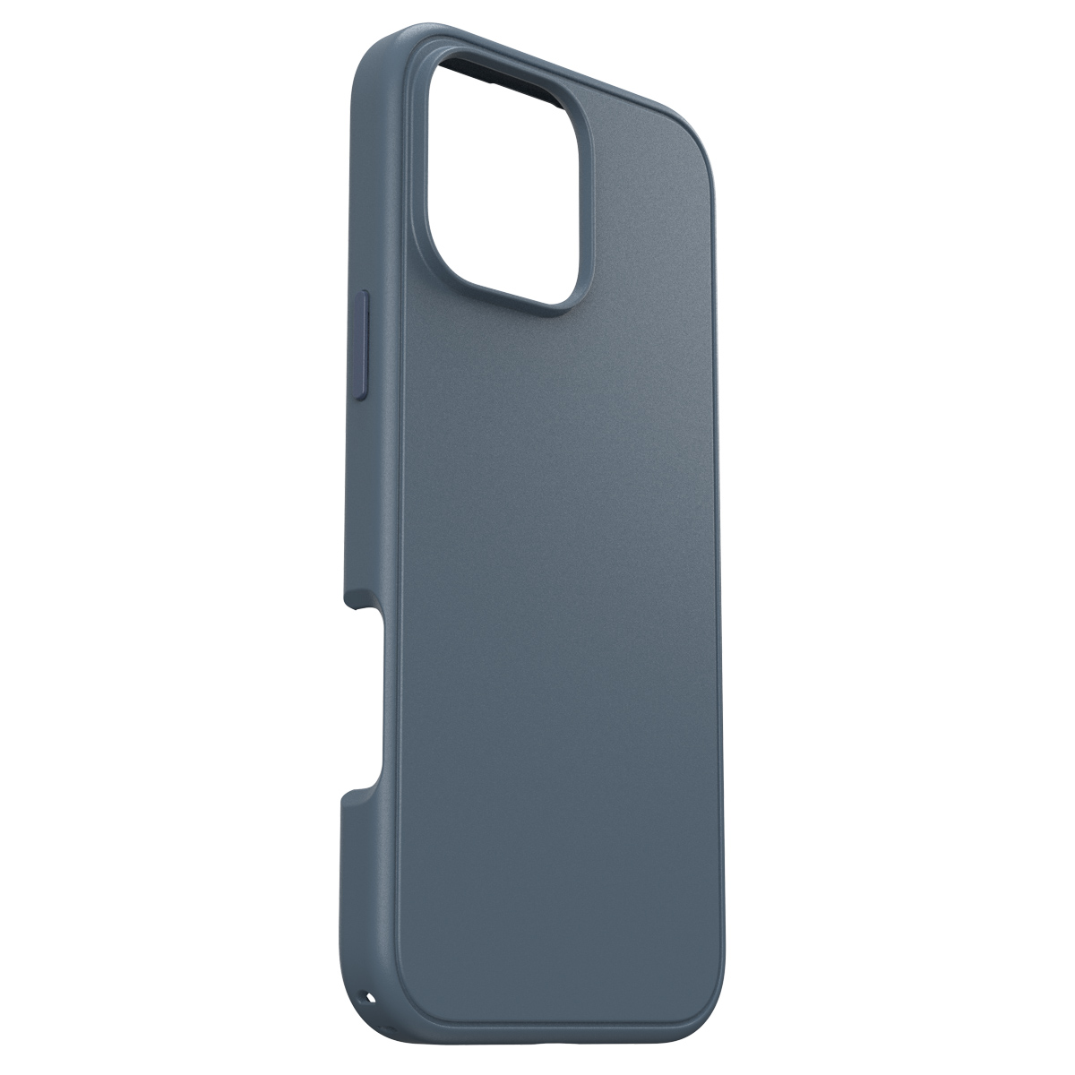 Coque de téléphone bleue. Boutons latéraux. Section inférieure ouverte.