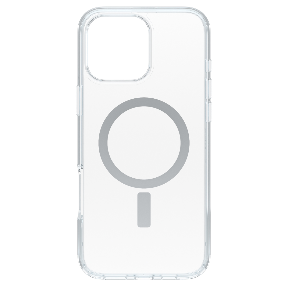 Coque de téléphone transparente avec anneau MagSafe. Le cadre est transparent.