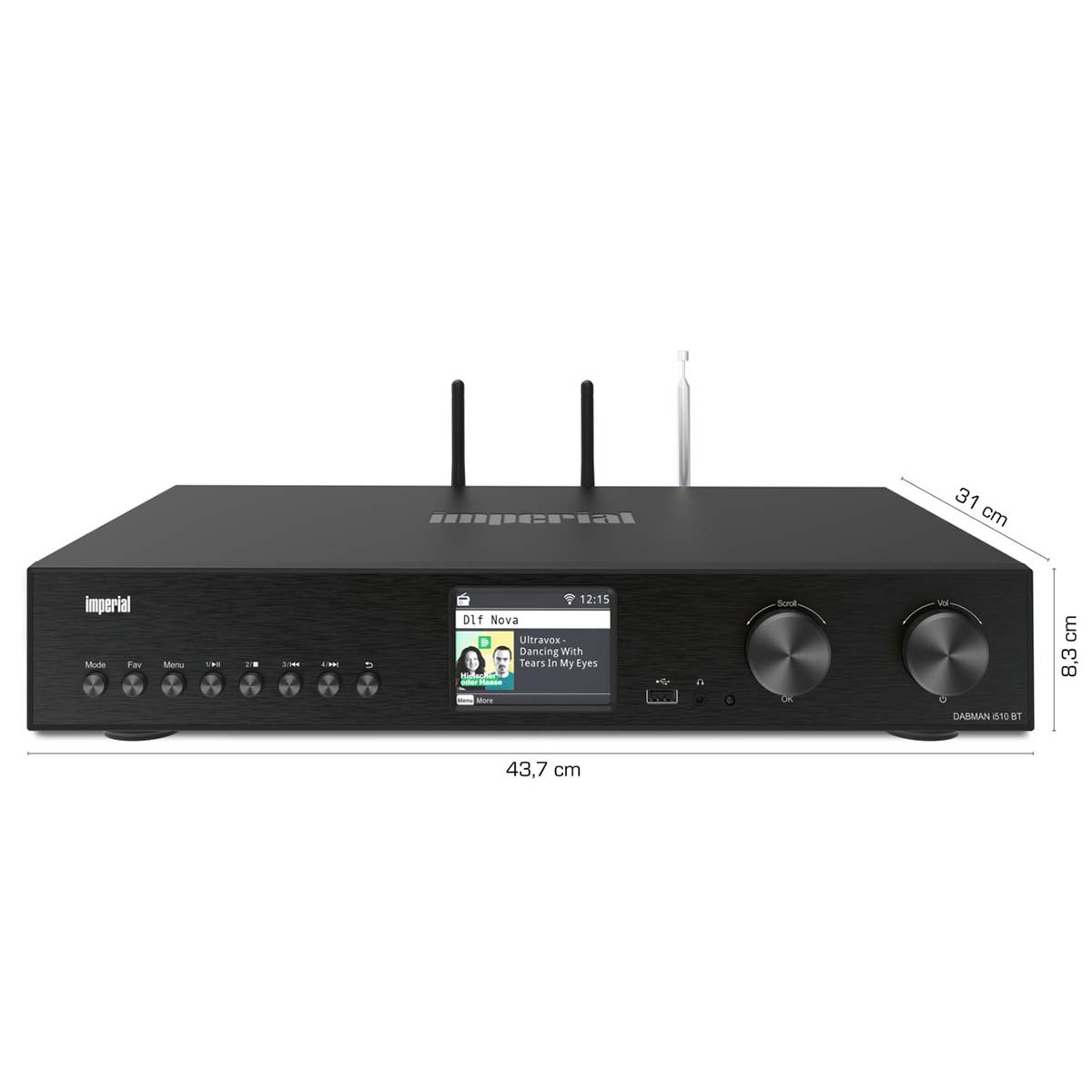 Schwarzes Imperial DABMAN i510 BT Radio mit Display und verschiedenen Tasten.