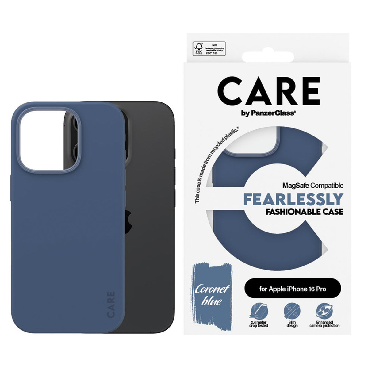 PANZERGLASS Protettiva PG-1382 Custodia per Apple iPhone 16 Pro, Blu