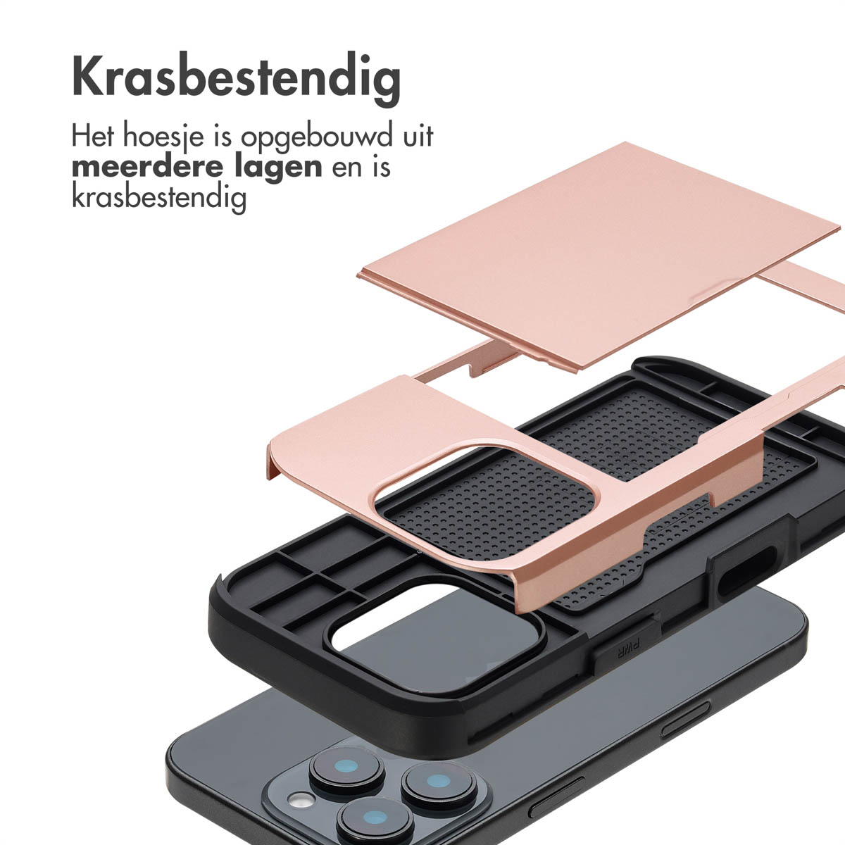 Telefoonhoeslagen gedemonteerd, de beschermende structuur tegen krassen tonend.