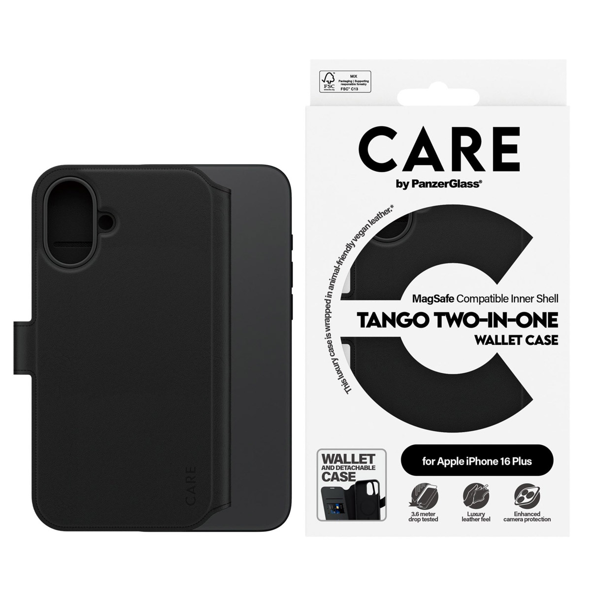 PANZERGLASS Protettiva PG-1331 Custodia per Apple iPhone 16 Plus, Nero
