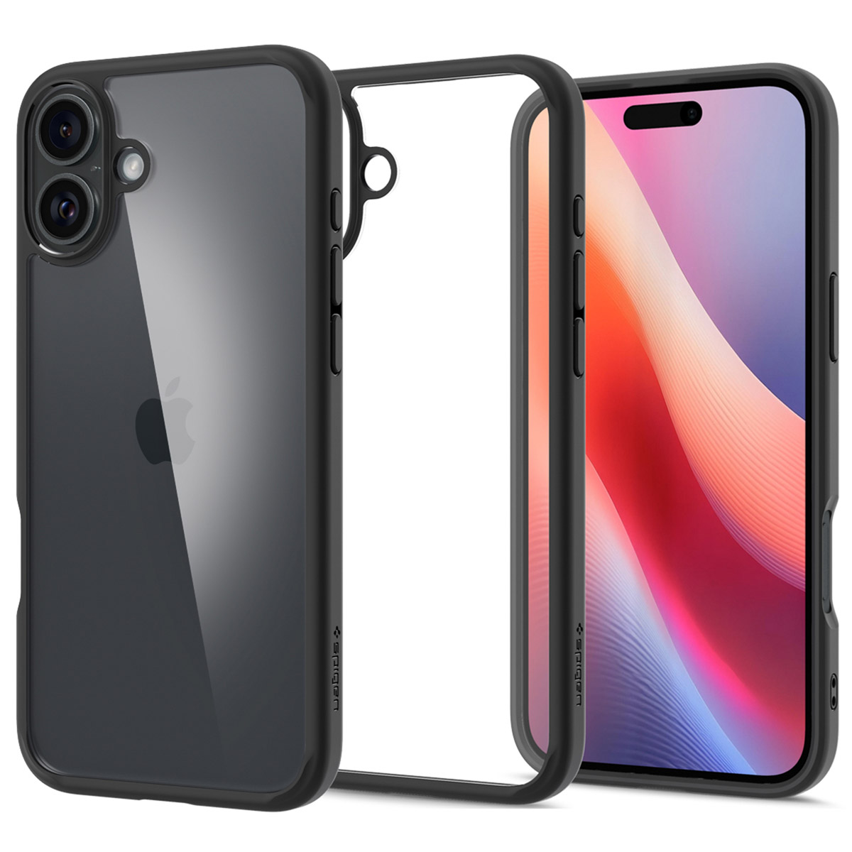 Telefono con custodia trasparente, schermo visibile e custodia trasparente extra, con bordo nero.