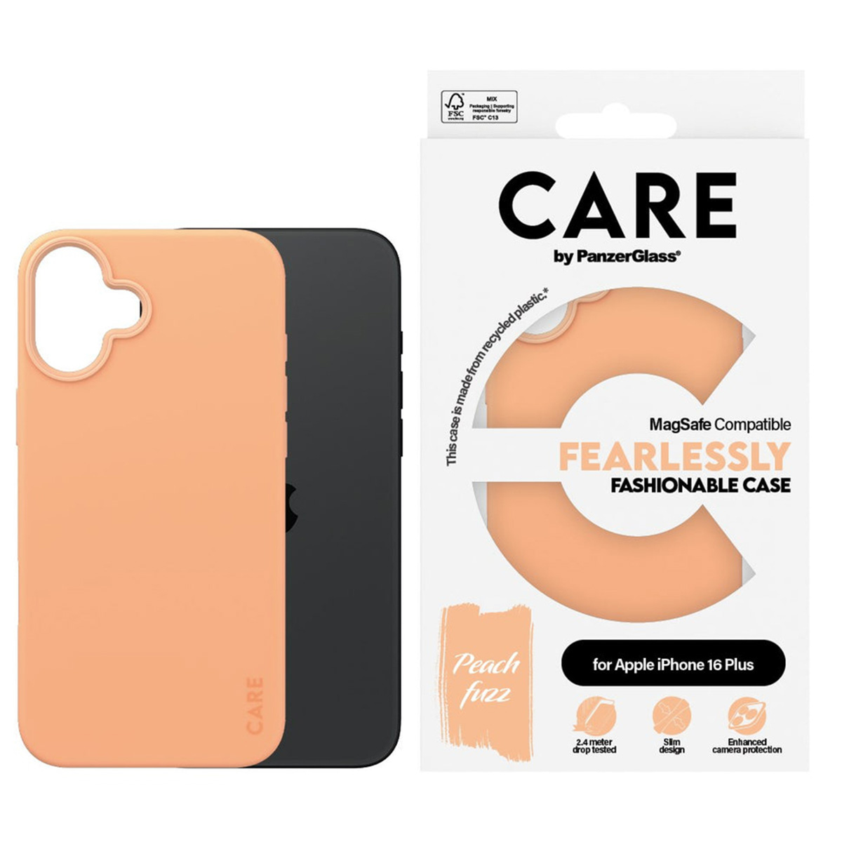 PANZERGLASS Protettiva PG-1391 Custodia per Apple iPhone 16 Plus, Arancione