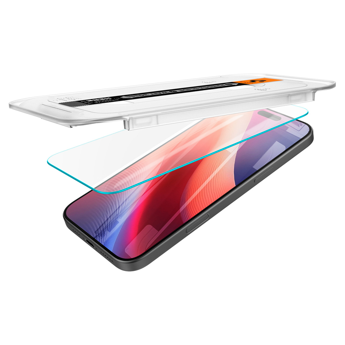 Smartfon z ochraniaczem ekranu i narzędziami do aplikacji, rozebrany.