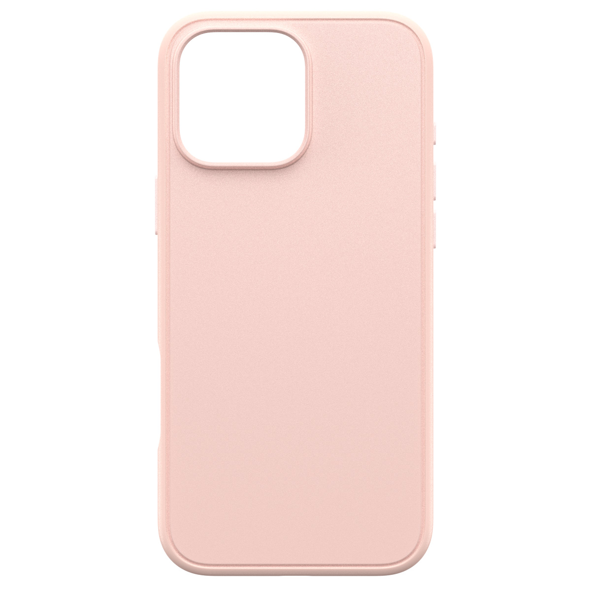 Custodia rosa per iPhone. Ha un ritaglio per la fotocamera e per i pulsanti volume/accensione.