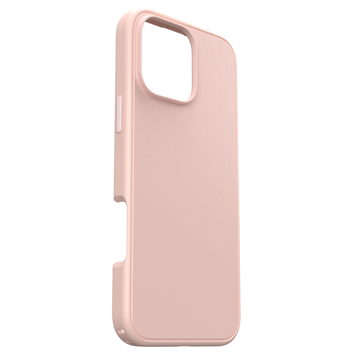 Una custodia per telefono rosa. La custodia è vista di lato.