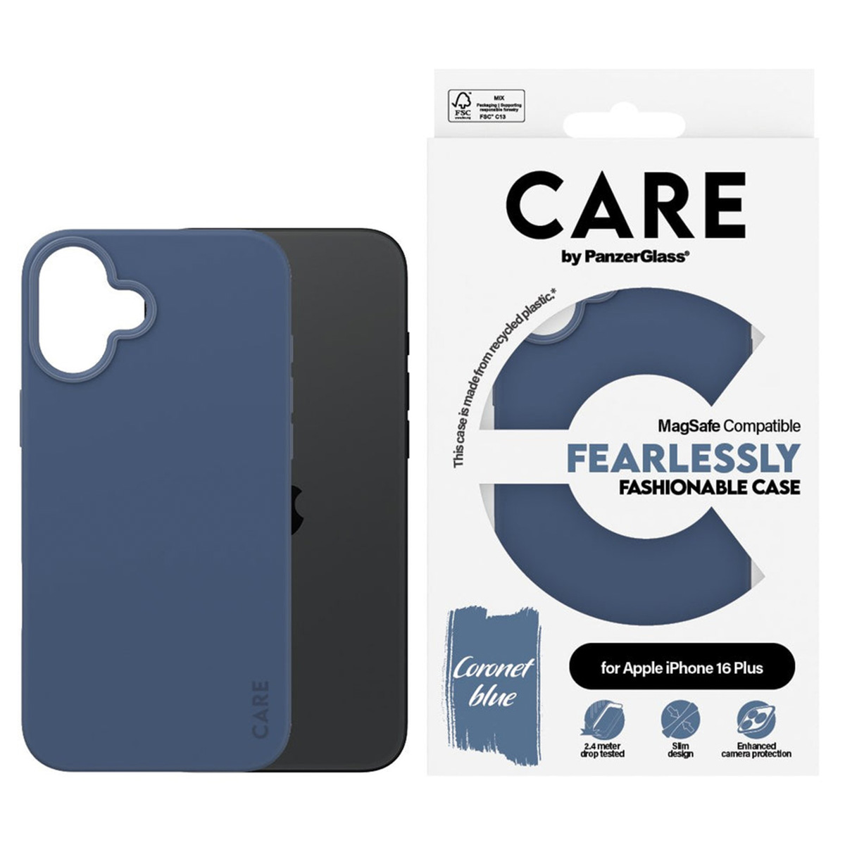 PANZERGLASS Protettiva PG-1383 Custodia per Apple iPhone 16 Plus, Blu