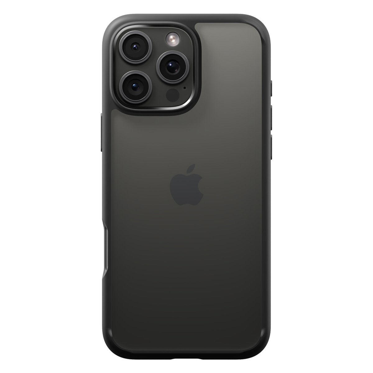 Coque iPhone gris foncé avec objectifs de caméra visibles.