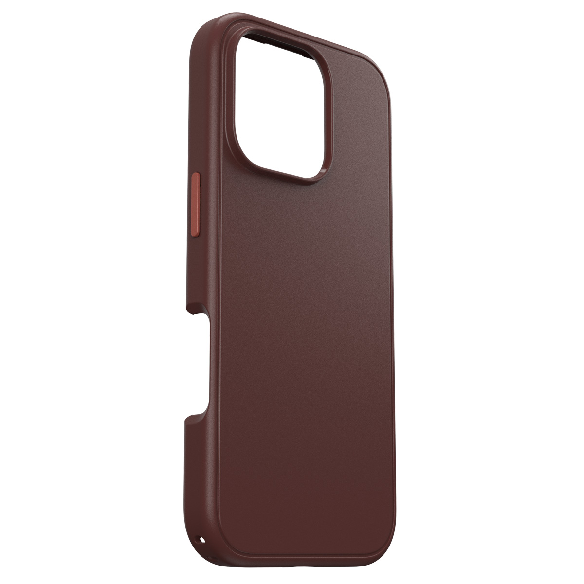 Une coque de téléphone marron foncé. La coque est de couleur unie, avec une découpe pour l'appareil photo.
