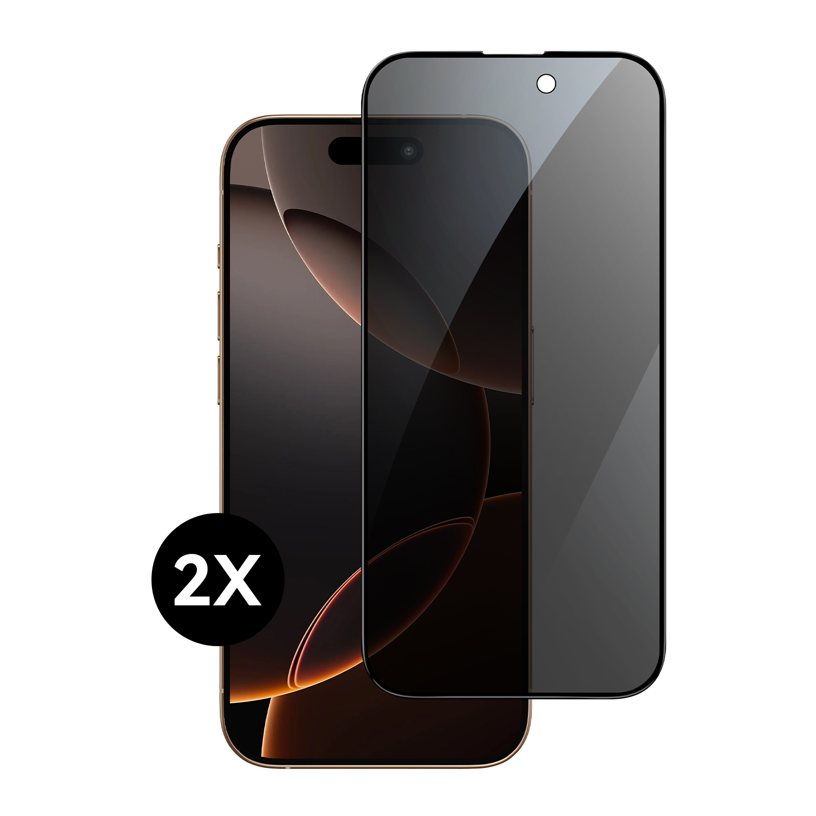 Ein Telefon mit zwei Displayschutzfolien. Die Folien sind dunkel und bedecken den Bildschirm des Telefons.