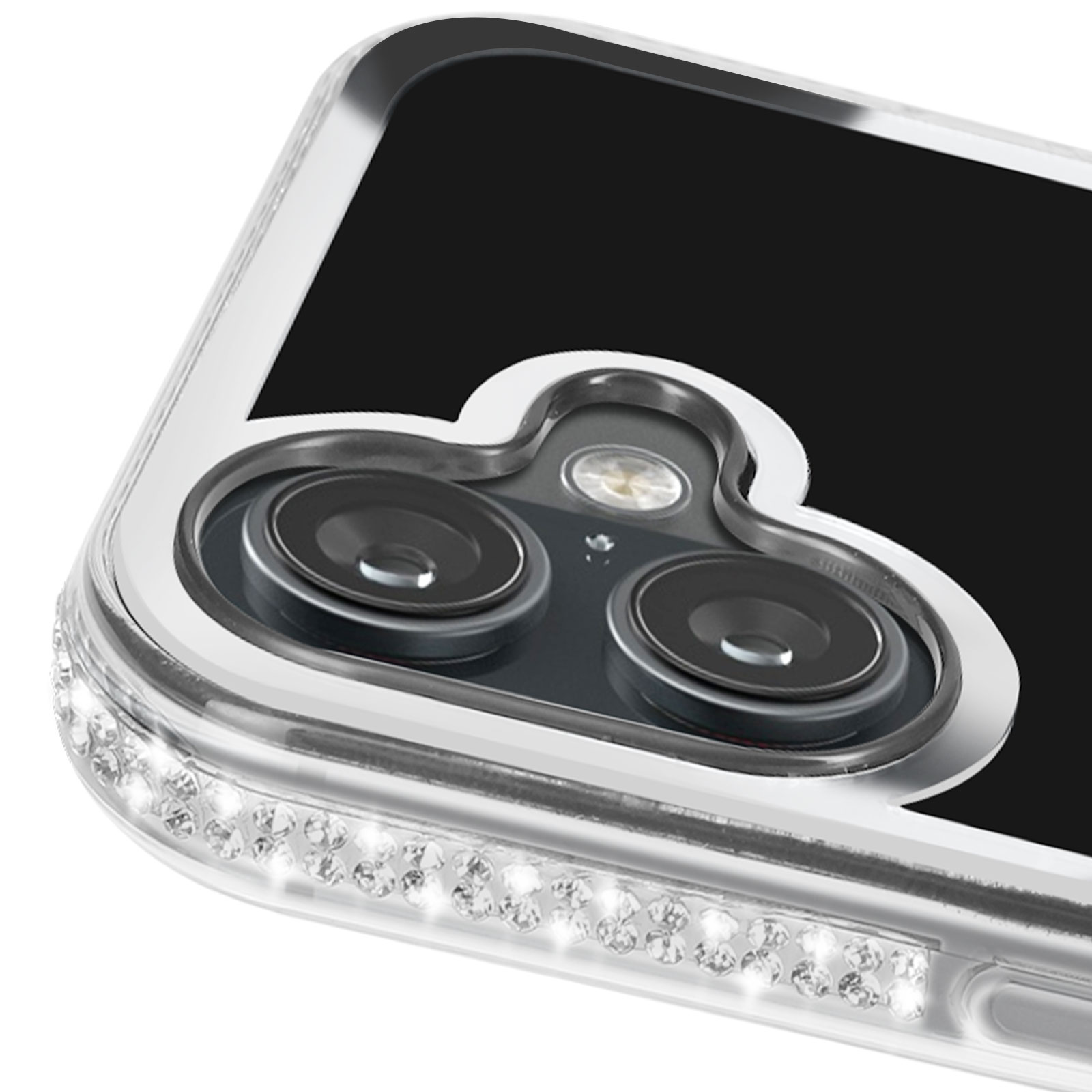 Un primo piano di una custodia per telefono con una fotocamera.
