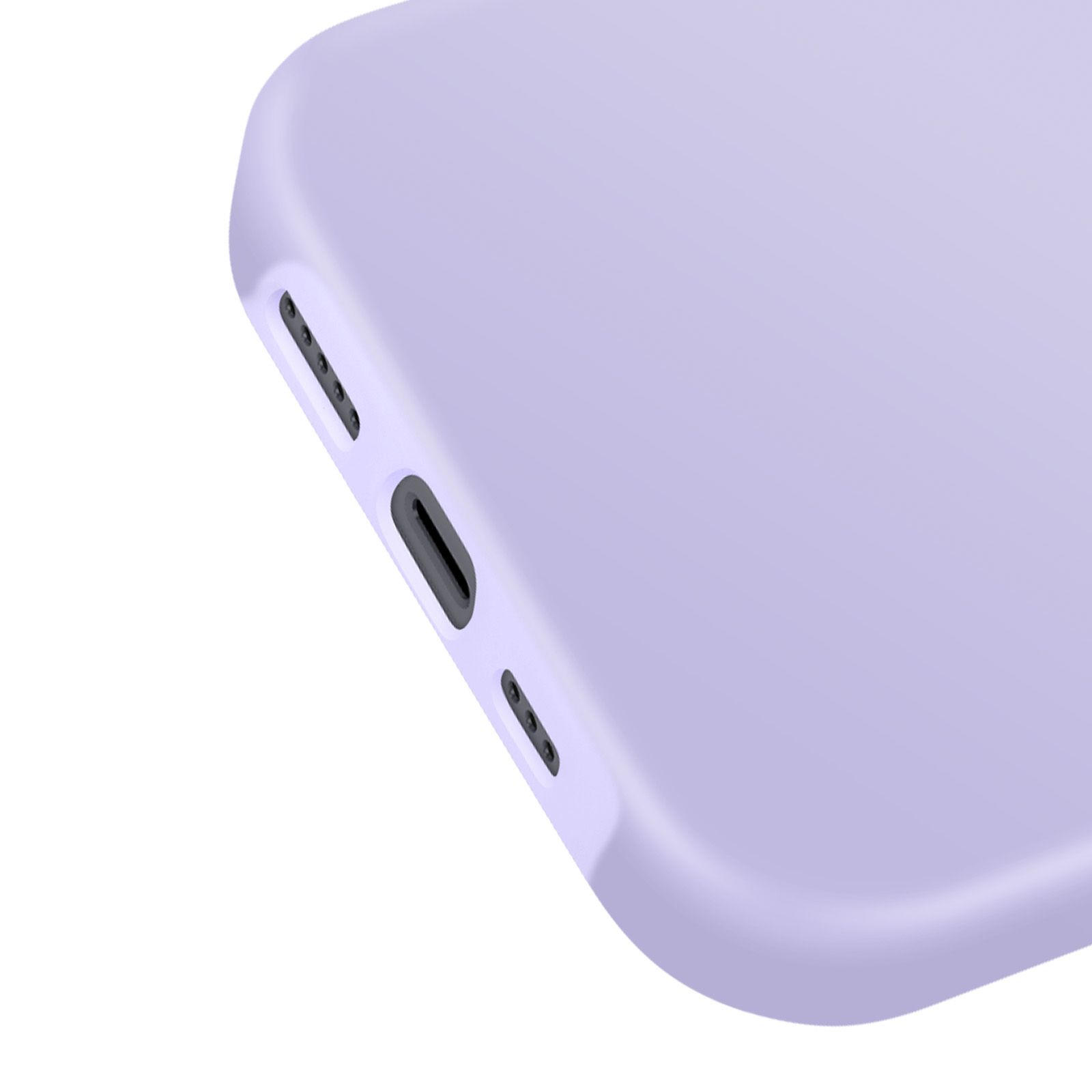 Primo piano di una custodia per telefono viola con porte.