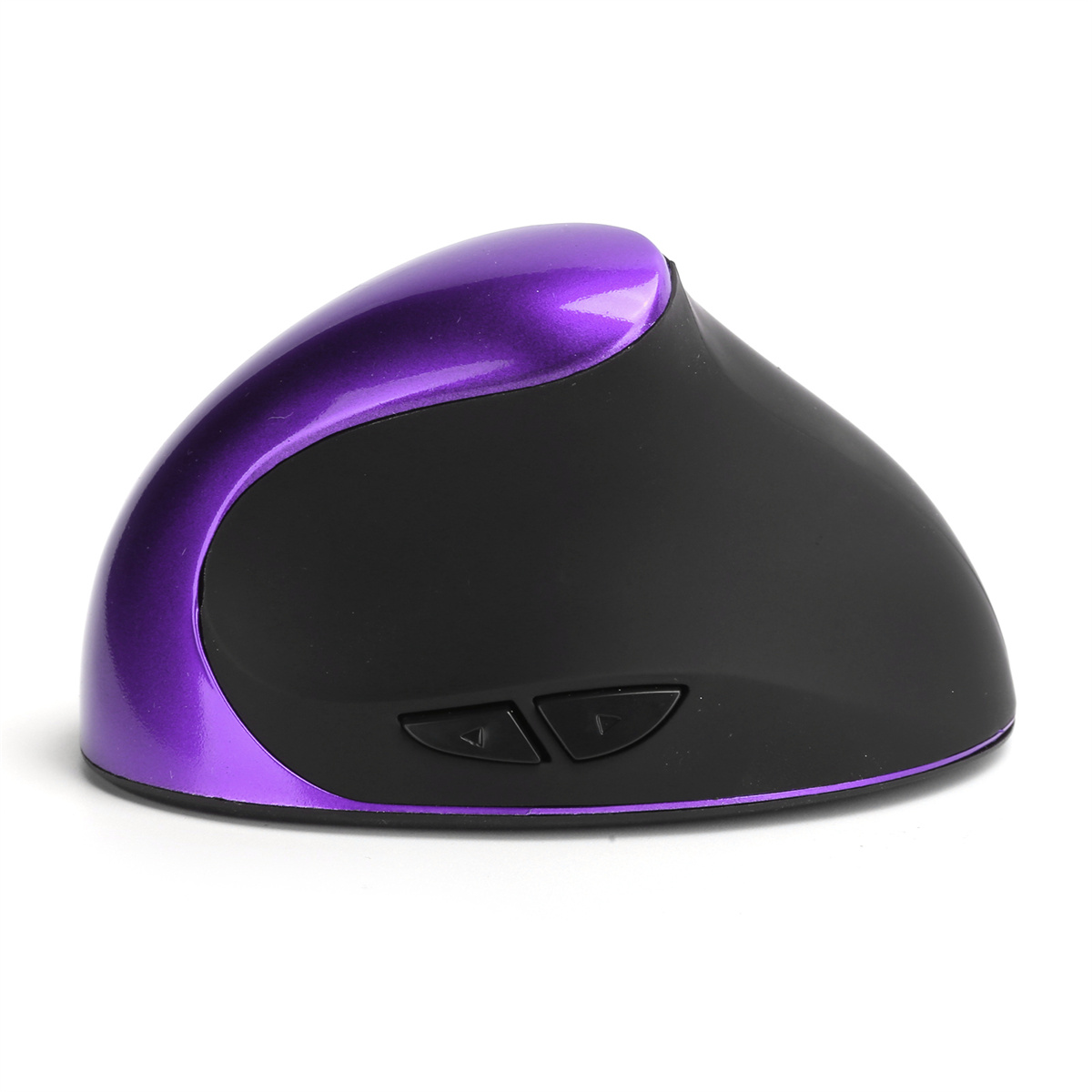 Lila und schwarze ergonomische Maus mit zwei Tasten.