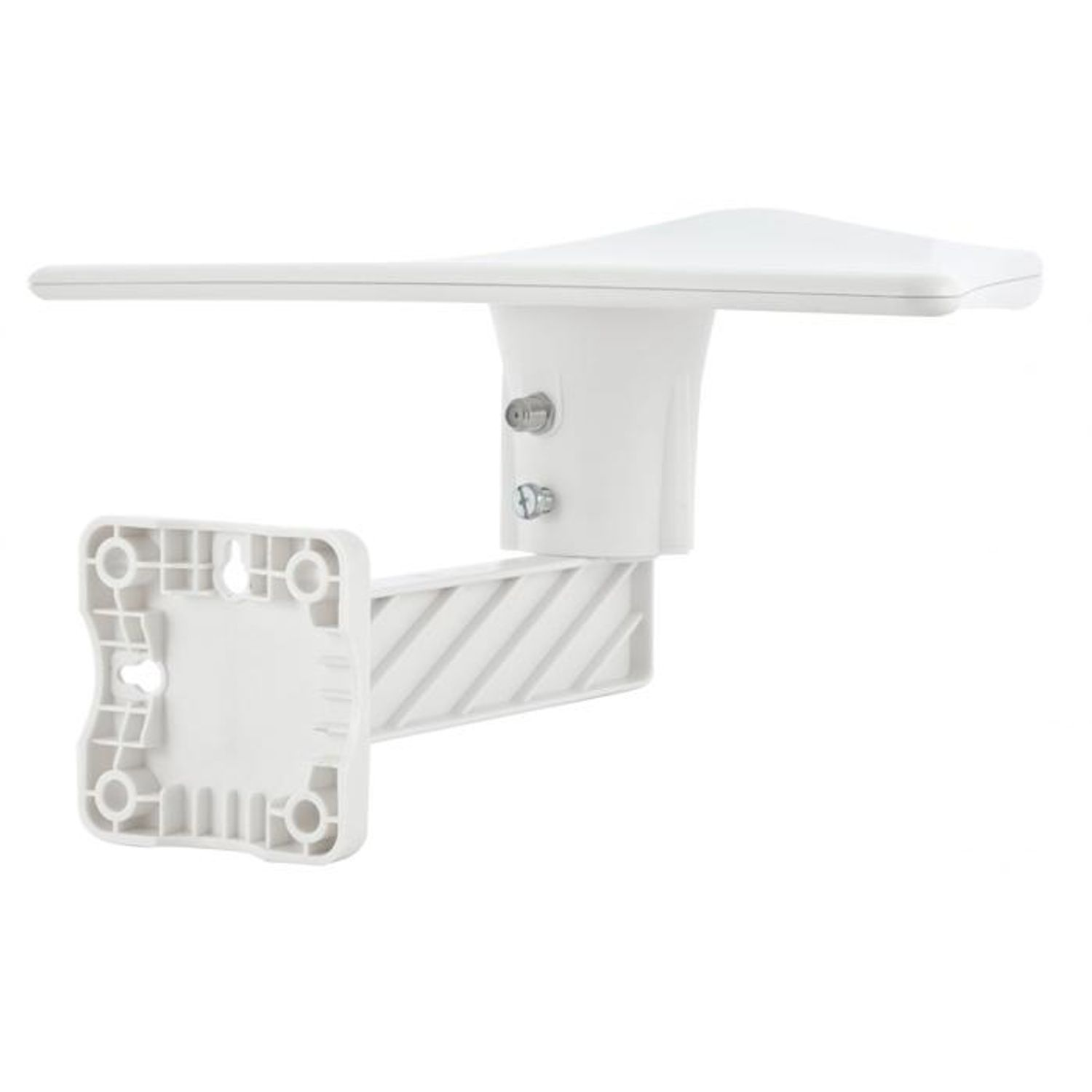 Biała, montowana na ścianie antena z uchwytem.