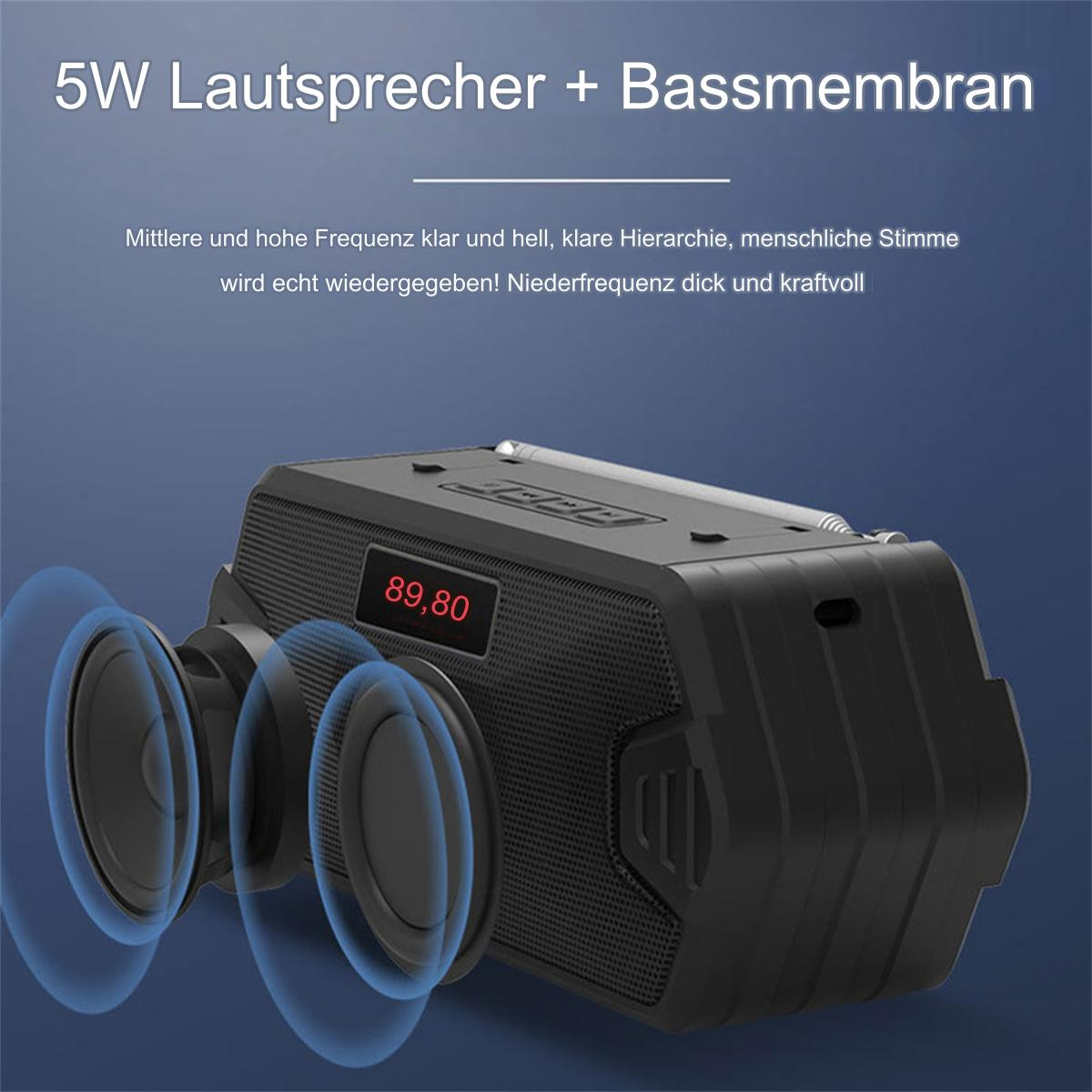 Ein schwarzer Lautsprecher mit einem Display, das 89,80 anzeigt. Blaue Schallwellen strahlen von den Lautsprechern aus.