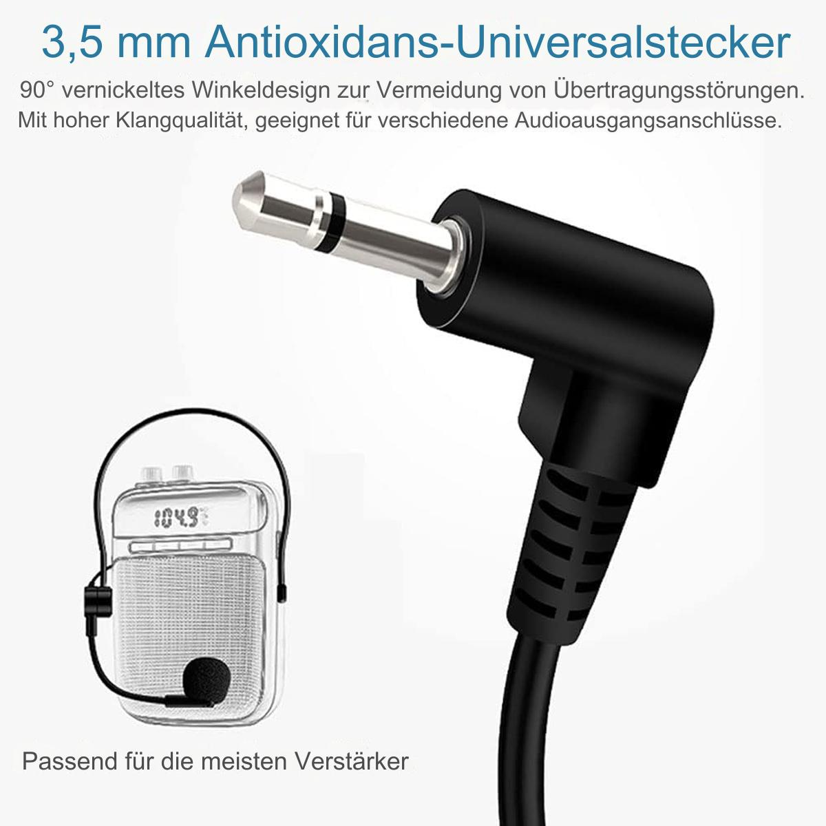 Schwarzer Audioanschluss mit schwarzem Kabel und kleinem Audiogerät.