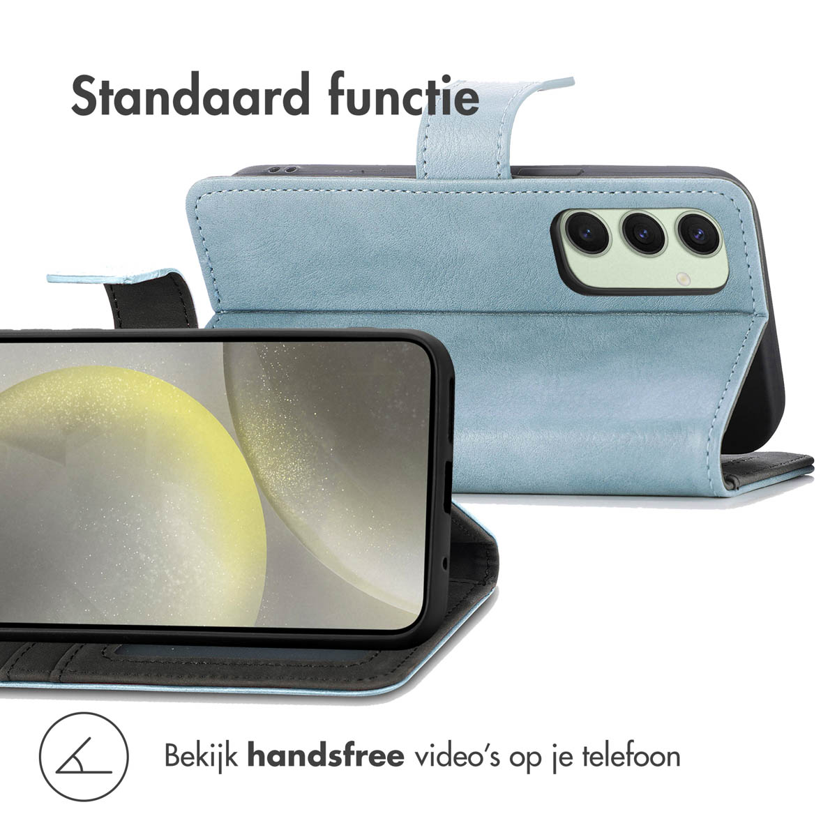 IMOSHION Luxe Bookcase - Geschikt voor Samsung Galaxy S24 FE - Telefoonhoesje voor Samsung Samsung Galaxy S24 FE Lichtblauw