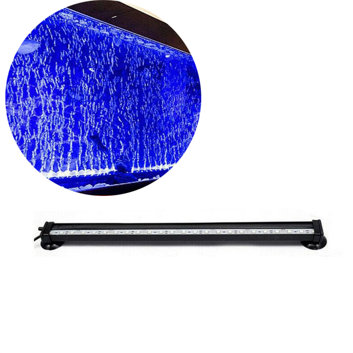 Ein blaues Licht im Kreis und eine schwarze Lichtleiste darunter, beides auf weißem Hintergrund.