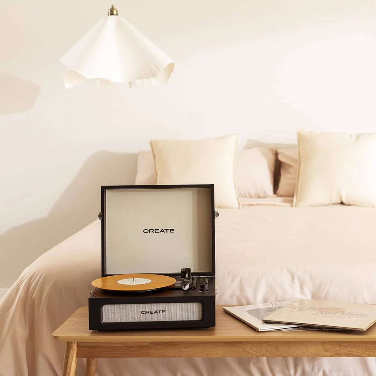 Tocadiscos  - RECORD PLAYER COMPACT CREATE, Bluetooth|USB|Micro SD|RCA, 33.3/45/78 RPM, Negro