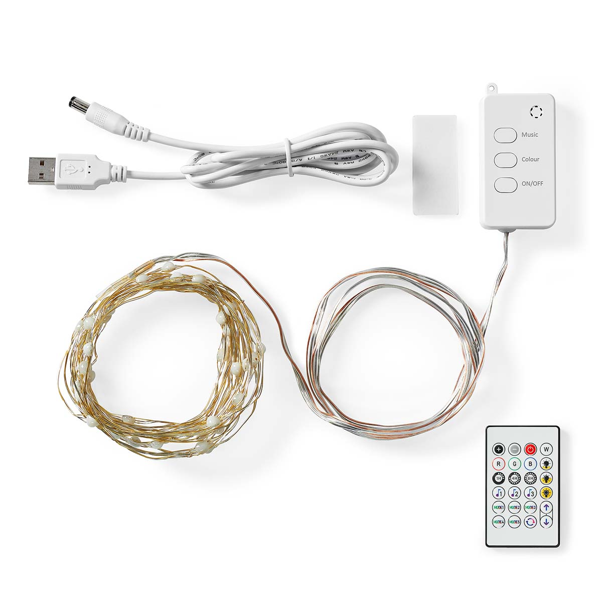 Catena di luci con un telecomando.