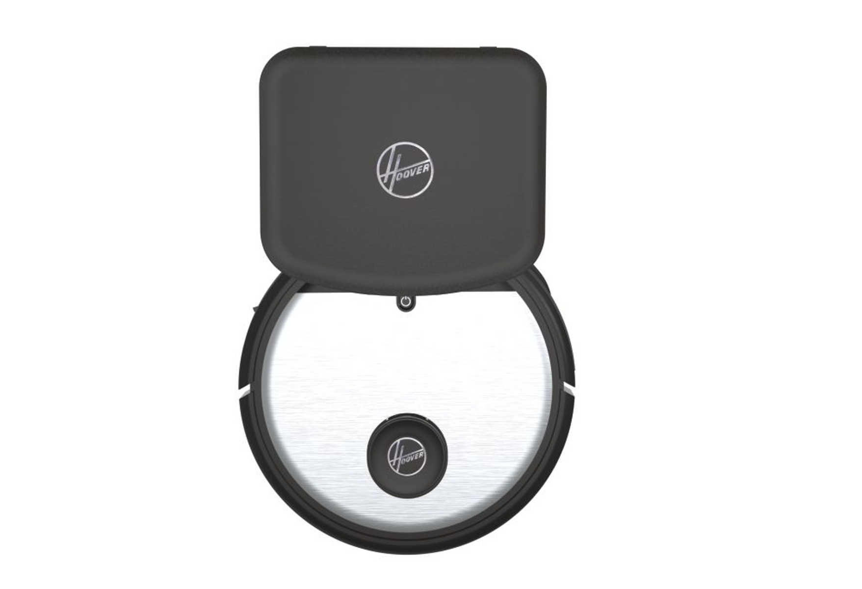 Robot aspirador, vista superior con tapa abierta.