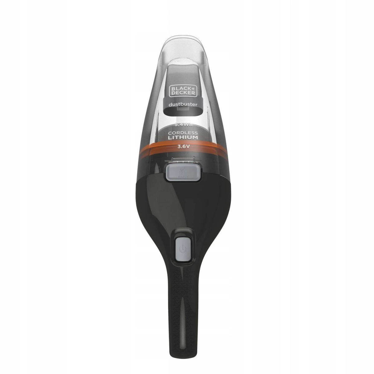 Un aspirapolvere portatile Black+Decker Dustbuster nero e arancione.