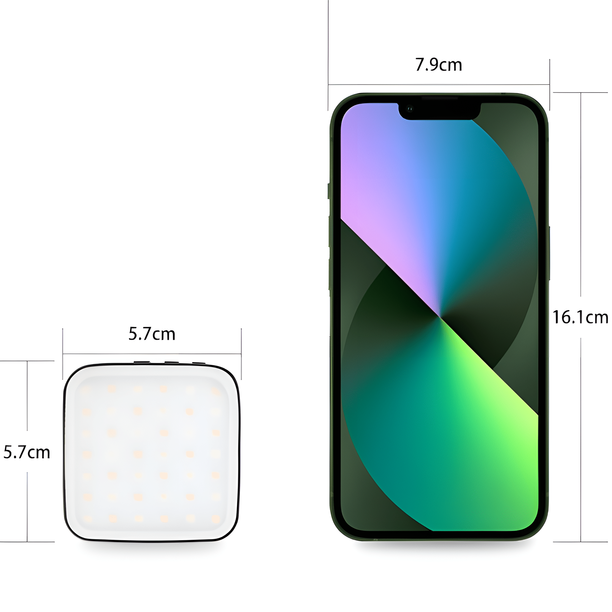 Ein Telefon und ein kleines Licht. Das Telefon ist rechts, das Licht links.