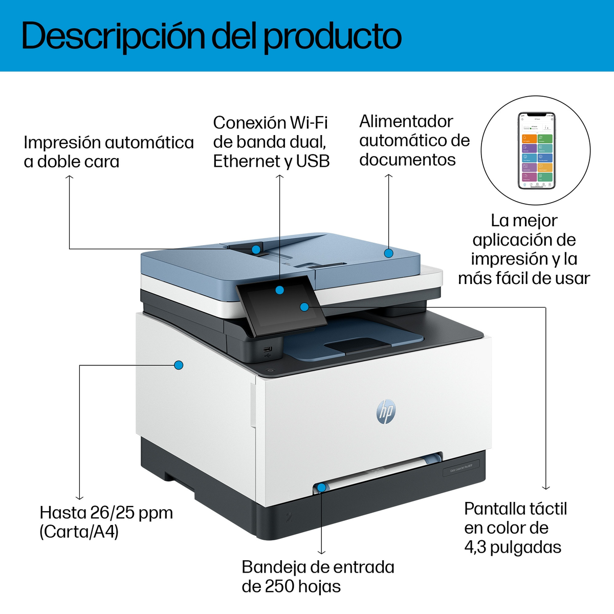 Drukarka wielofunkcyjna HP Color LaserJet Pro MFP 3302fdw Biały, Czarny, Niebieski