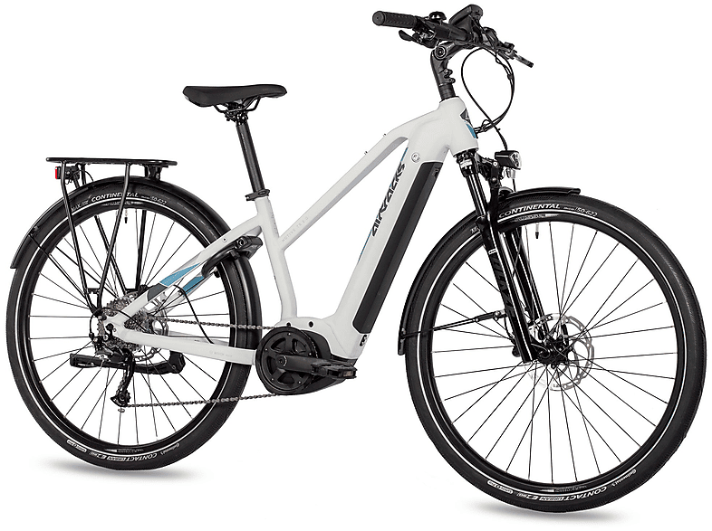 AIRTRACKS 28 Zoll Damen E-Bike Trekking Fahrrad MOTIV TR.2.0L BOSCH PERFORMANCE LINE 500 Wh 9s SHIMANO ALTUS Trekkingrad (Laufradgröße: 28 Zoll, Rahmenhöhe: 42 cm, Damen-Rad, Weiss Matt)