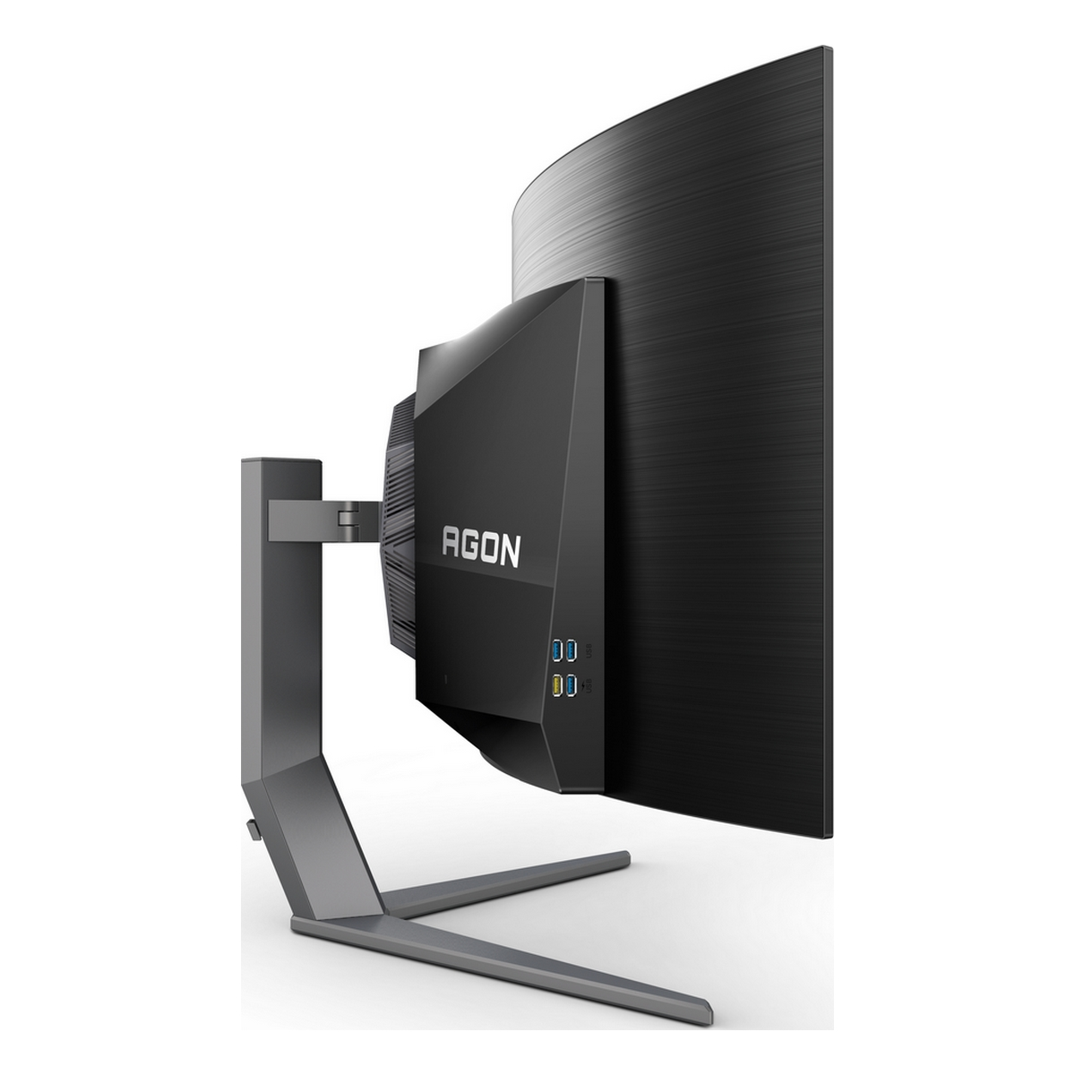 Czarna kamera internetowa z zielonym światłem, na czarnym stojaku.