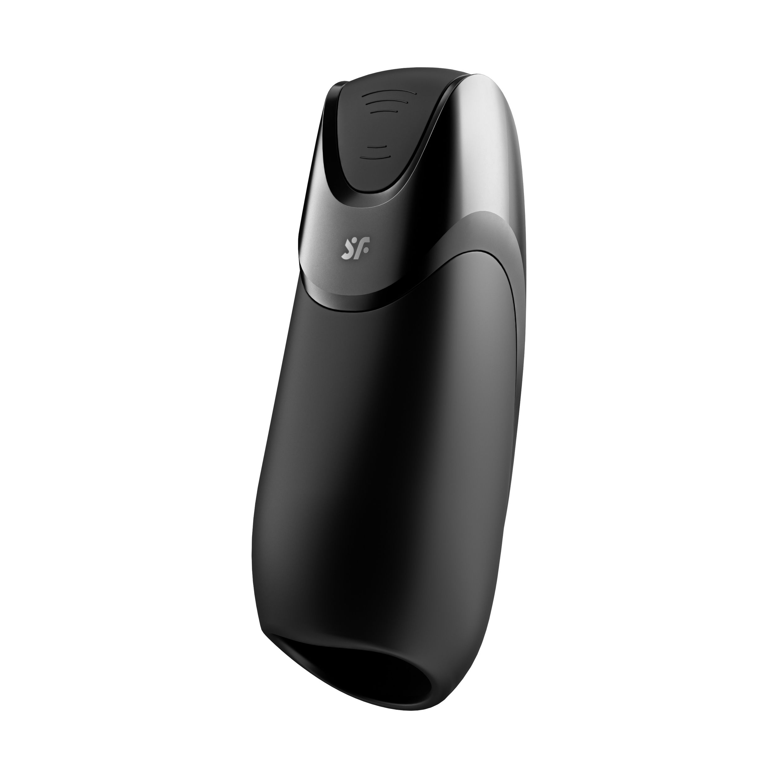 Schwarz-silbernes Gerät. Es ist ein schlankes, ergonomisches Design, wahrscheinlich ein Körperpflegeartikel.