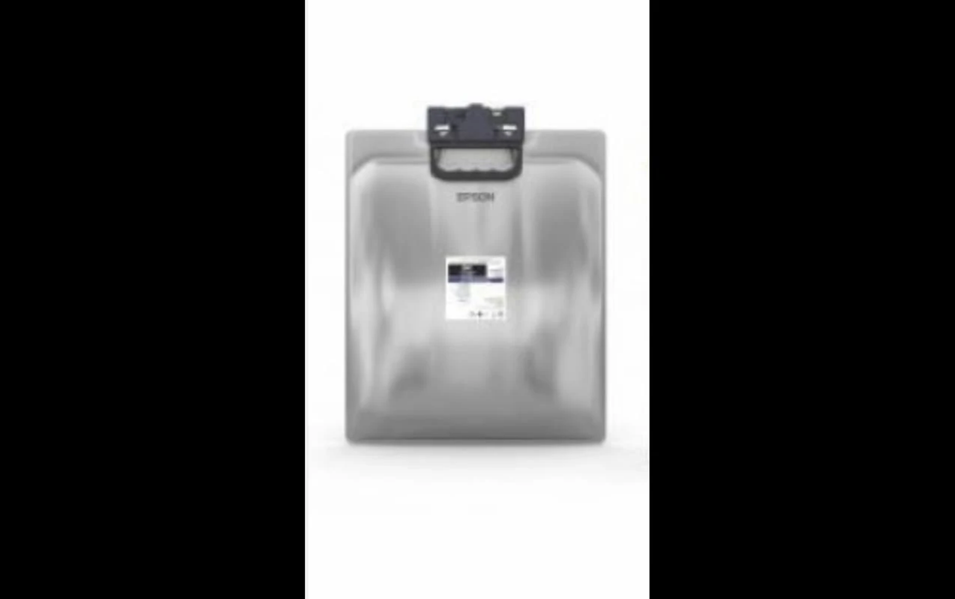 Wkład atramentowy Epson w plastikowej torbie, czarne tło.