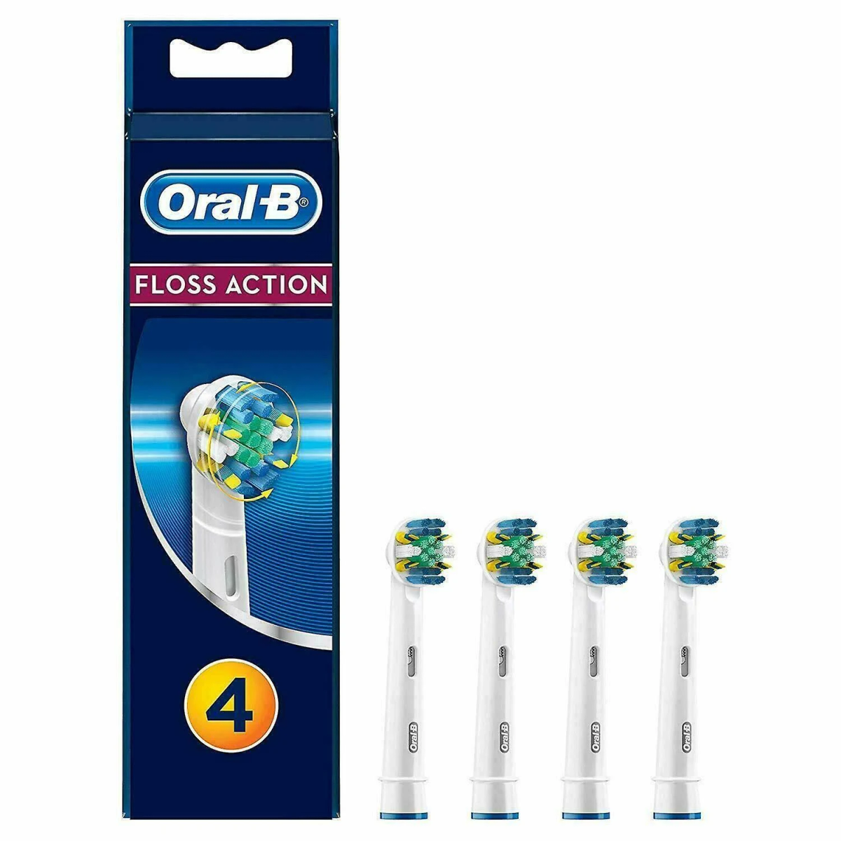 Główki szczoteczki Oral-B Floss Action w niebieskim opakowaniu.