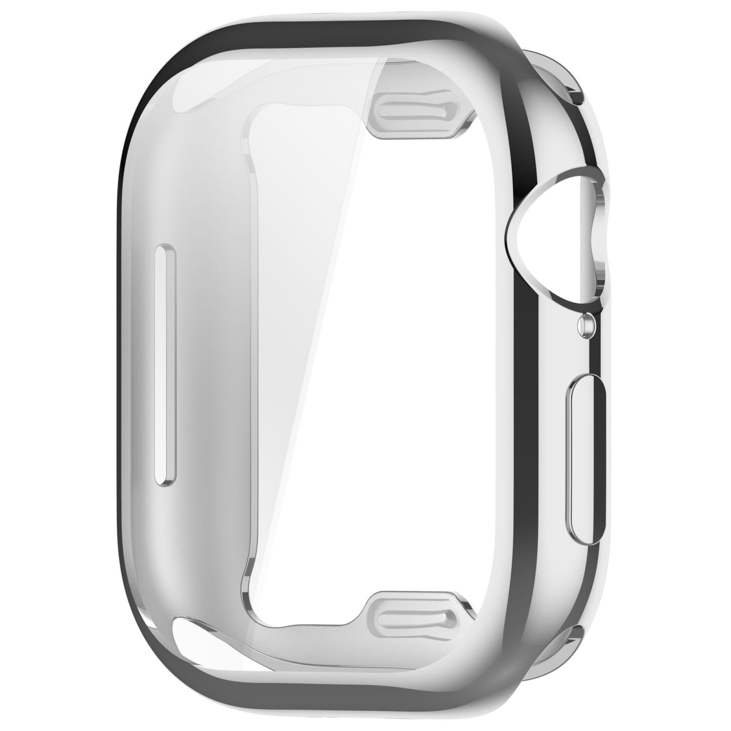 Custodia trasparente e lucida per orologio. È una cover protettiva per smartwatch.