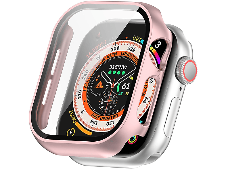 WIGENTO Kunststoff Design Hülle + H9 Hart Glas Watch Schutz Hülle (für Apple Watch Series 11 / 10 46mm)