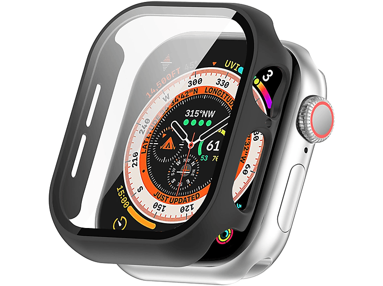 WIGENTO Kunststoff Design Hülle + H9 Hart Glas Watch Schutz Hülle (für Apple Watch Series 11 / 10 42mm)
