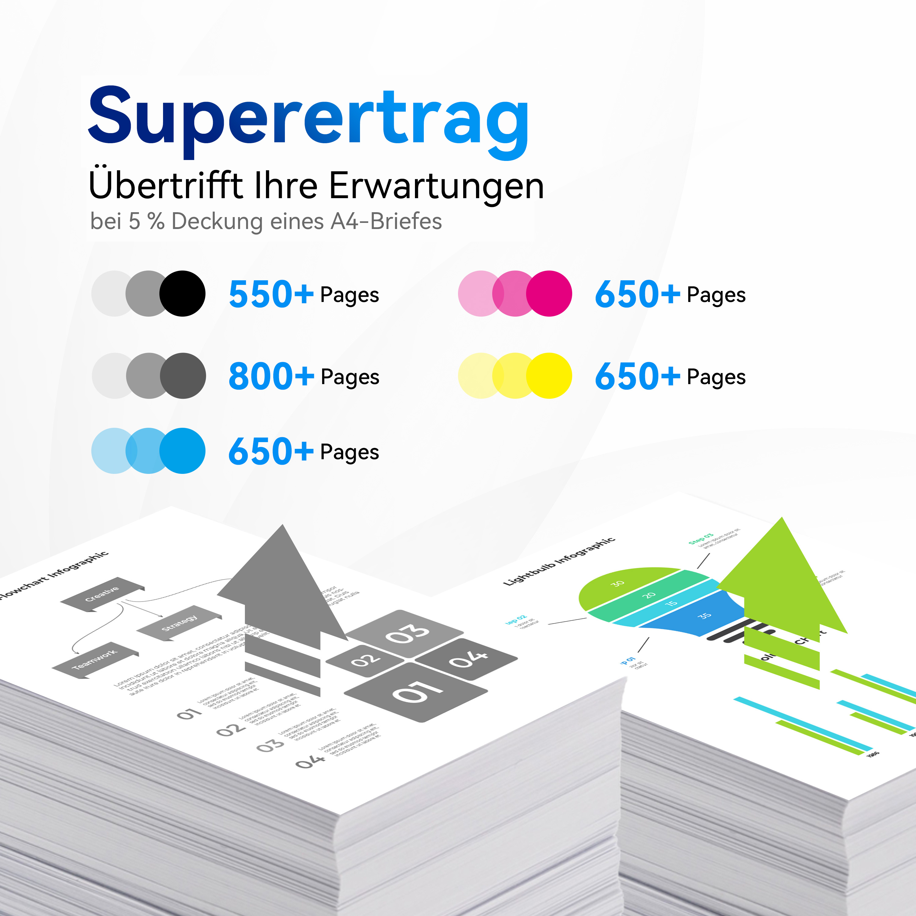 Papieren met grafieken en tekst, met een tekst die pagina's met zwarte, grijze, blauwe en roze kleuren aangeeft.