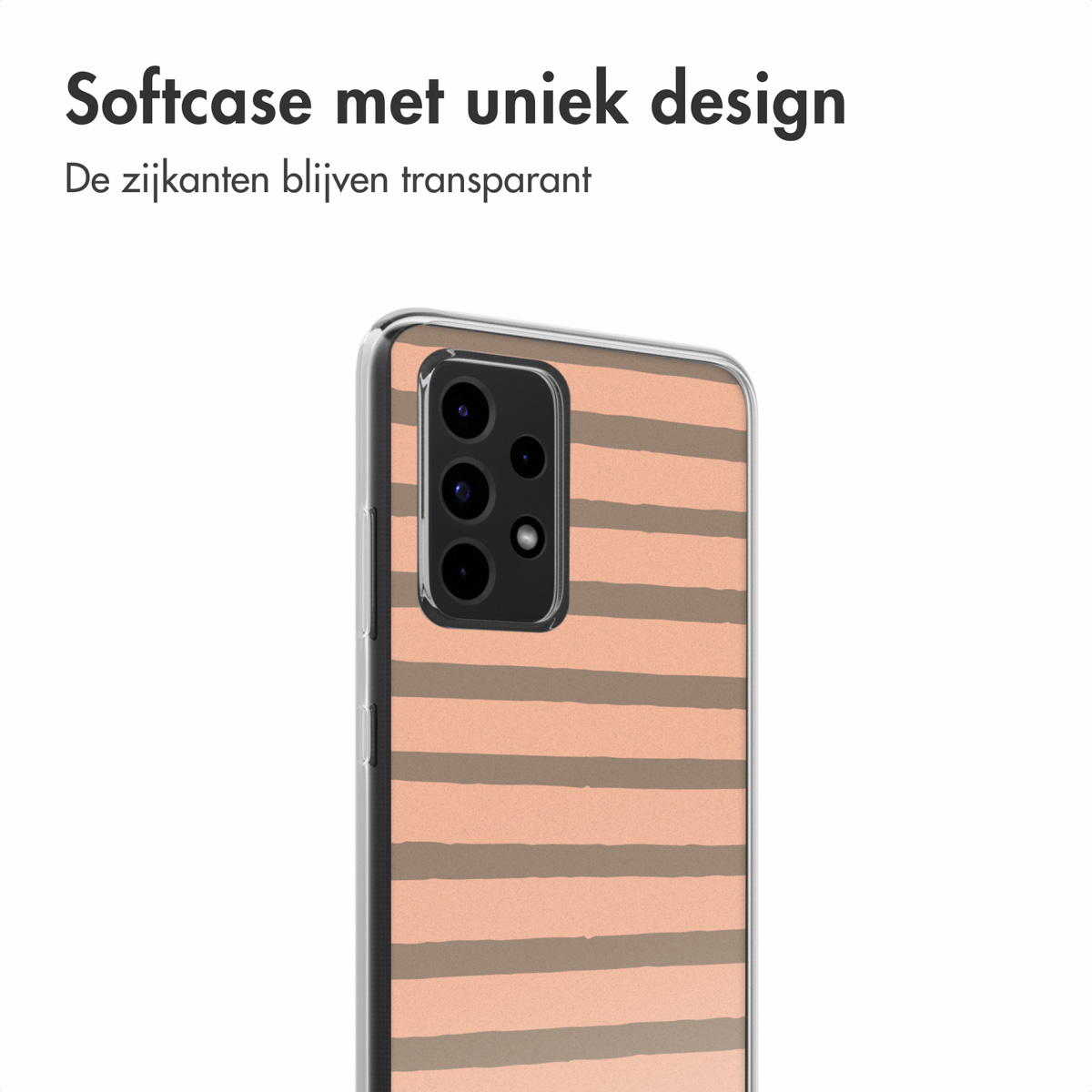 Una custodia per telefono con un motivo a righe rosa e marroni. Design softcase.