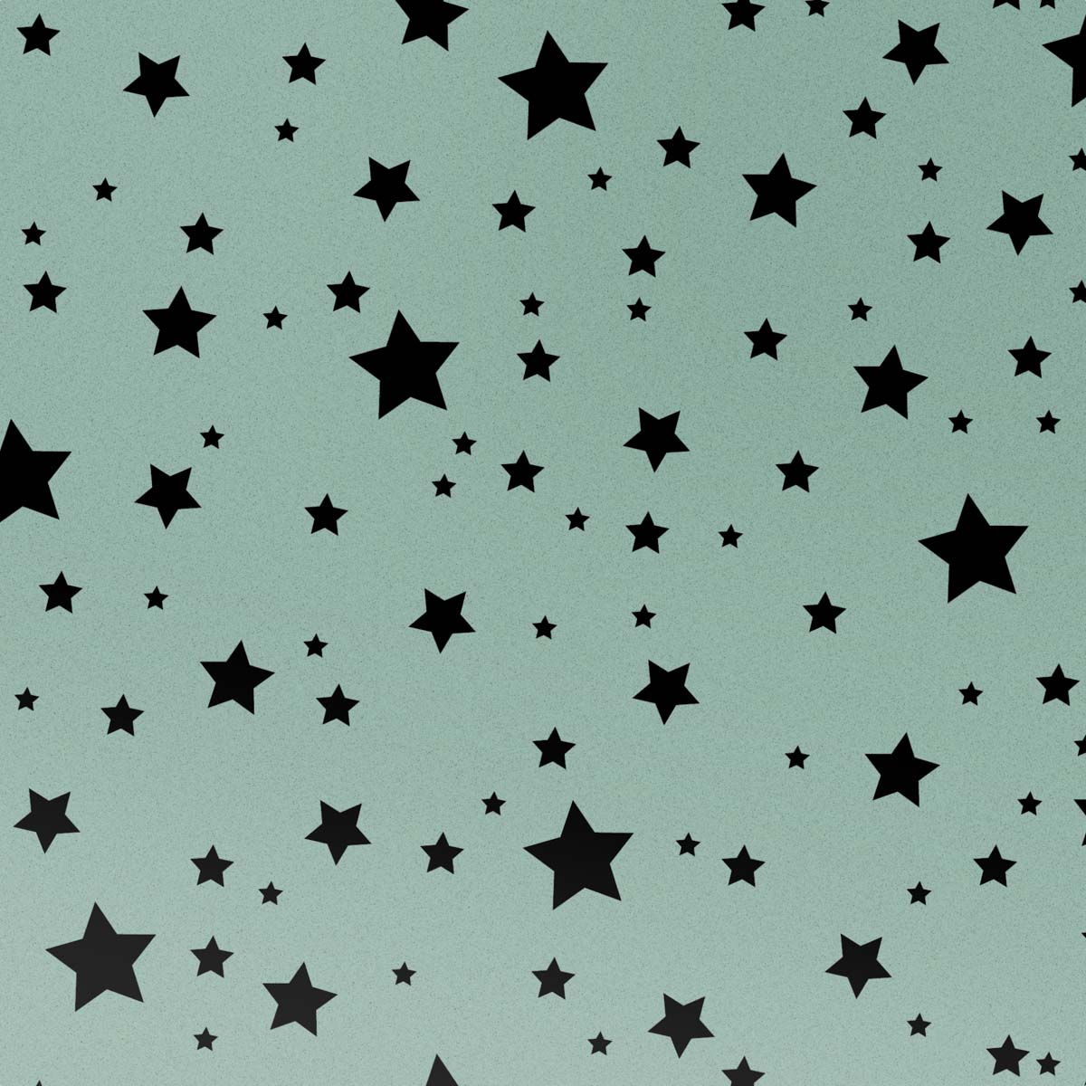 Un motivo di stelle nere su sfondo verde acqua chiaro. Le stelle variano di dimensioni.