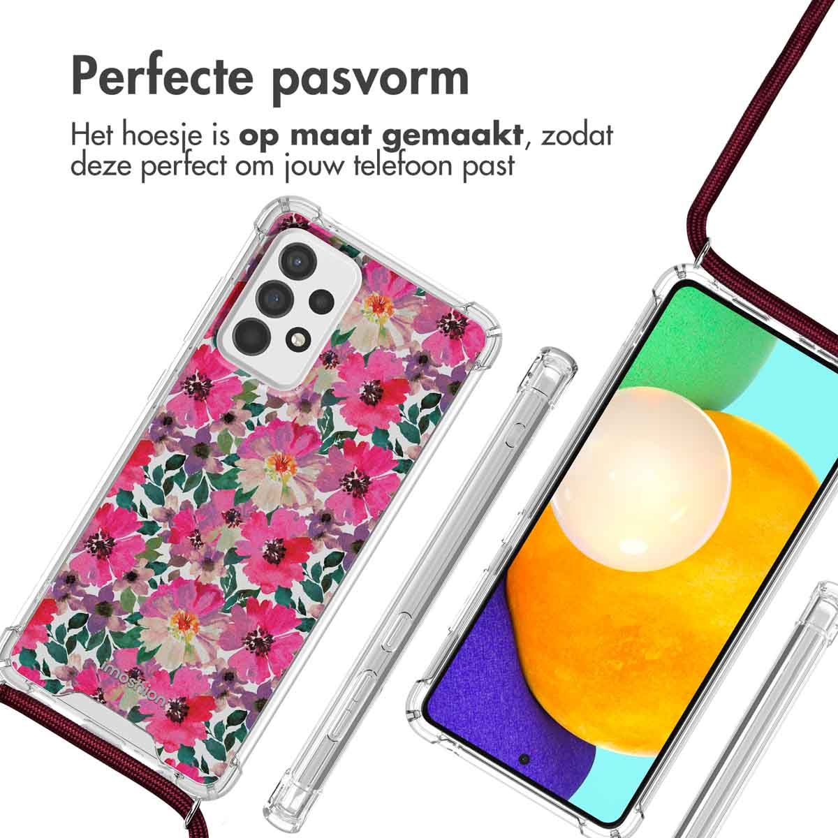 Coques de téléphone transparentes avec un motif floral. La coque est conçue pour s'adapter parfaitement au téléphone.