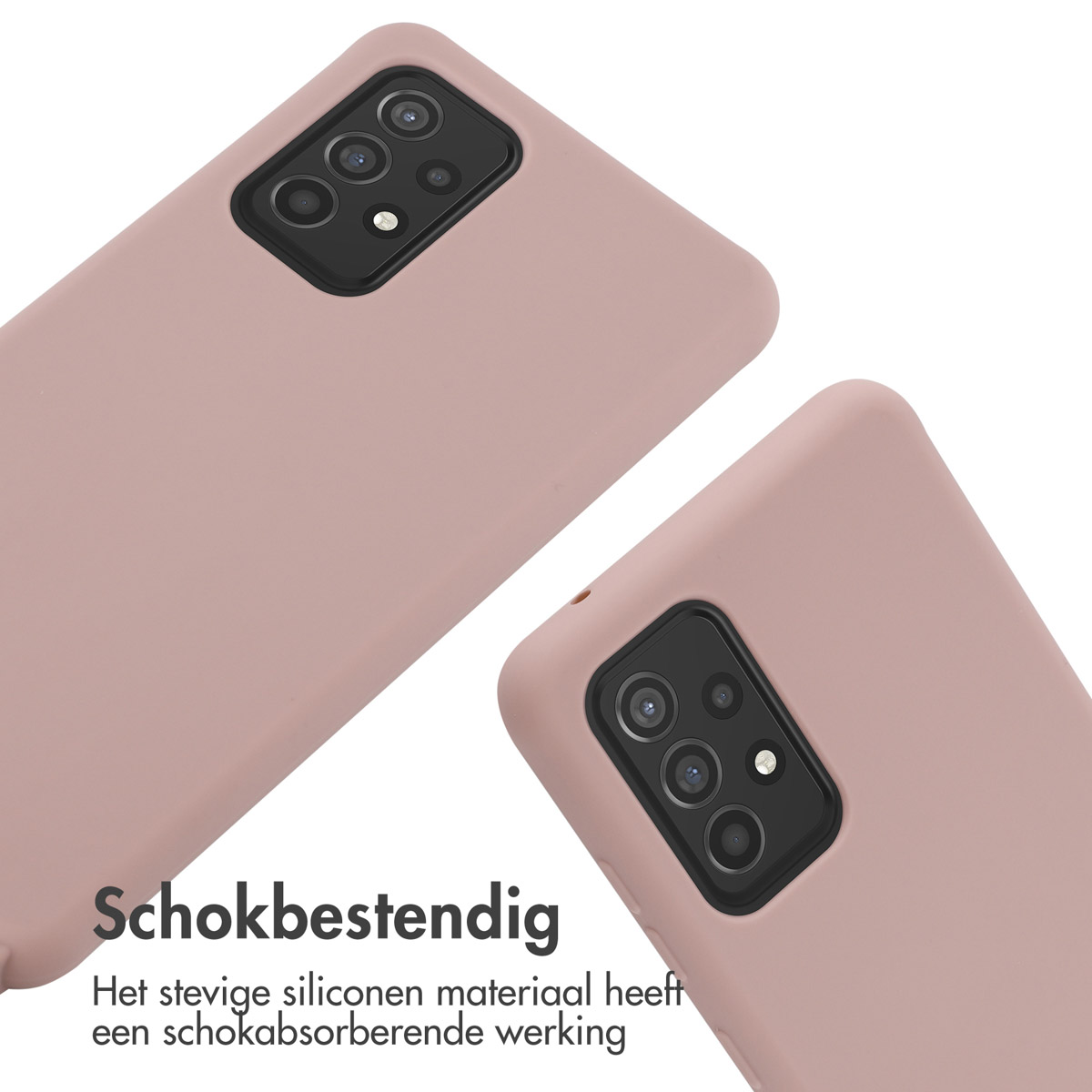 Deux coques de téléphone roses sont présentées. Les deux ont une finition mate. Les coques sont inclinées sur un fond blanc.