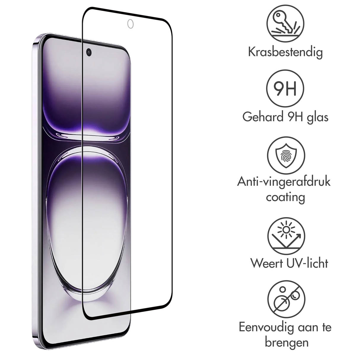 Telefoon naast een schermbeschermer. De schermbeschermer heeft verschillende functies.