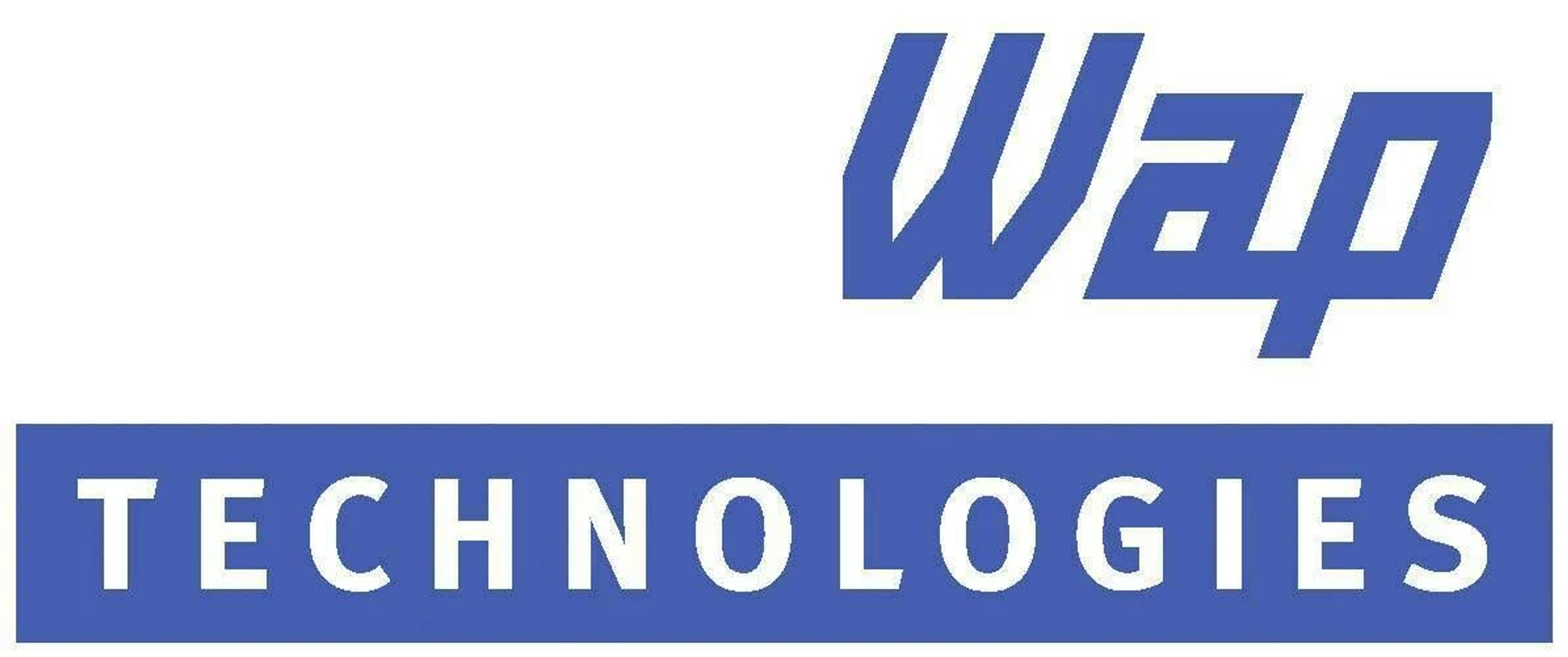 El logotipo azul y blanco de WAP TECHNOLOGIES sobre un fondo blanco.