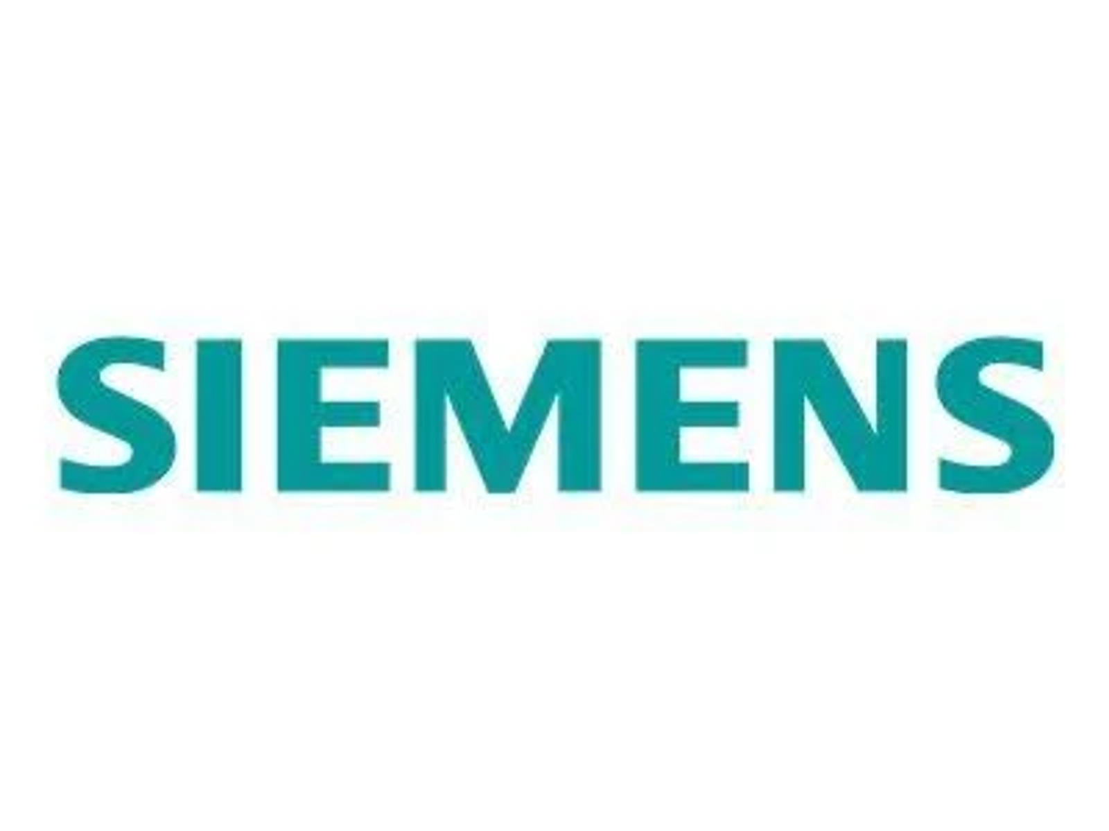 Das Wort SIEMENS in türkisfarbenen Buchstaben auf weißem Hintergrund.