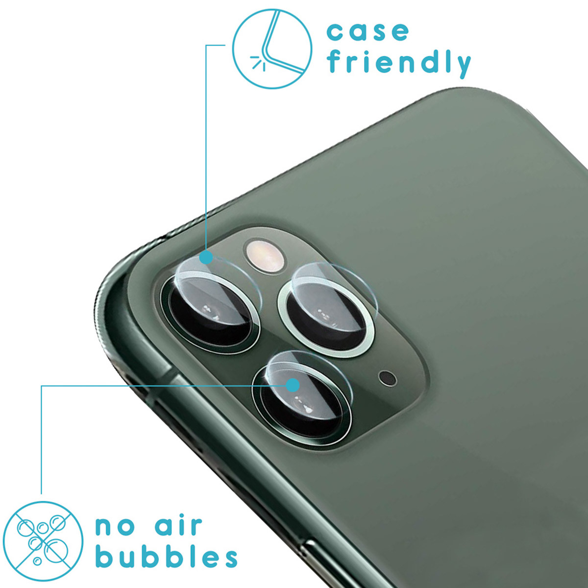 Un protecteur d'objectif d'appareil photo de téléphone sans bulles d'air et compatible avec l'étui.