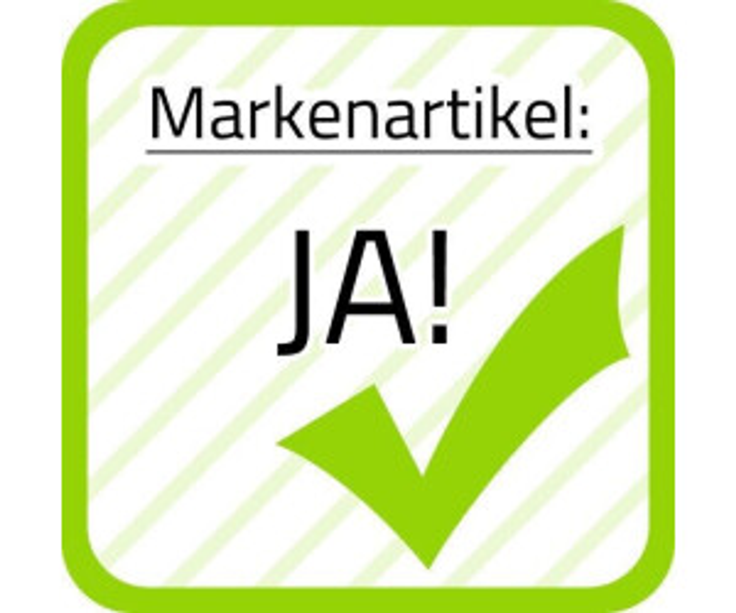 Zielony kwadrat z 'Markenartikel:' i zielonym znakiem wyboru.